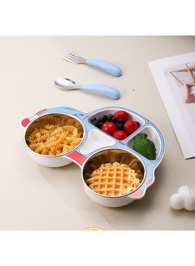 عام 304 Stainless Steel Children's Car Dinner Plate Removable And Washable Baby Food Bowl Creative Cartoon Split Plastic Plate Suit - Image 2